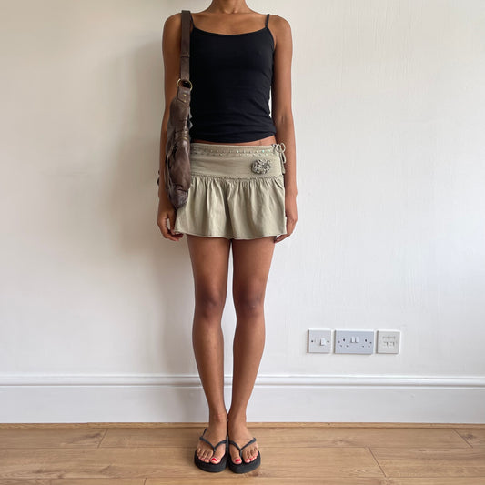 Khaki rara floral mini skirt - Size XS/S
