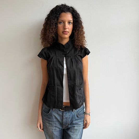 Black short sleeve peacoat - Size M