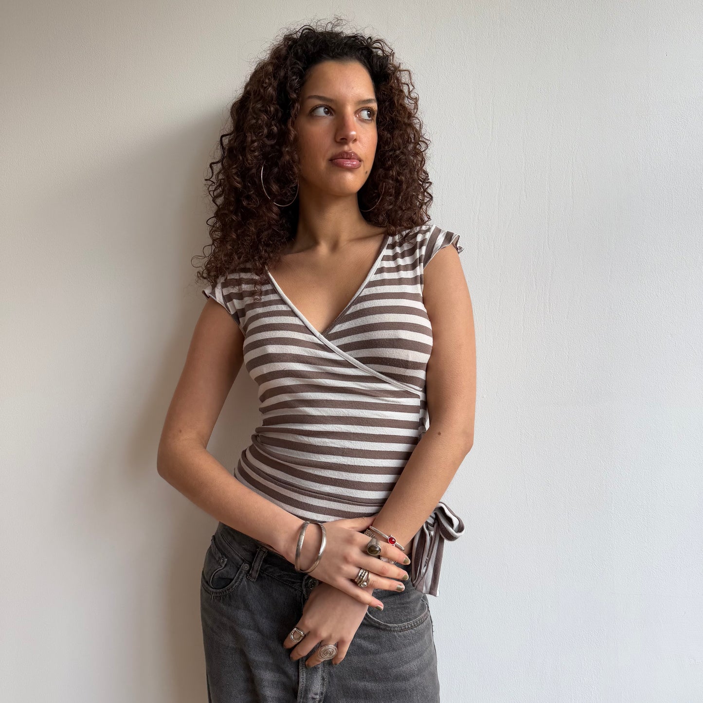 Light brown stripe top - Size S