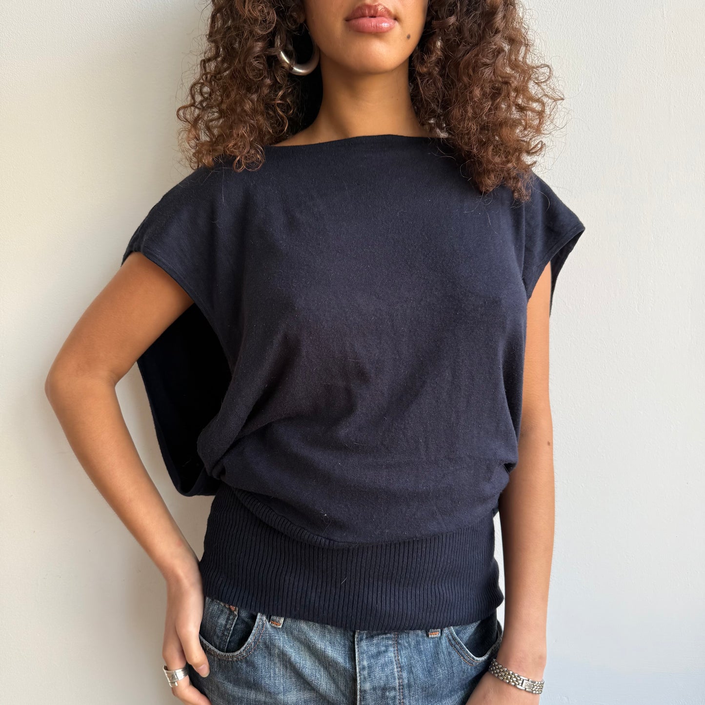 Navy open back knit - Size M