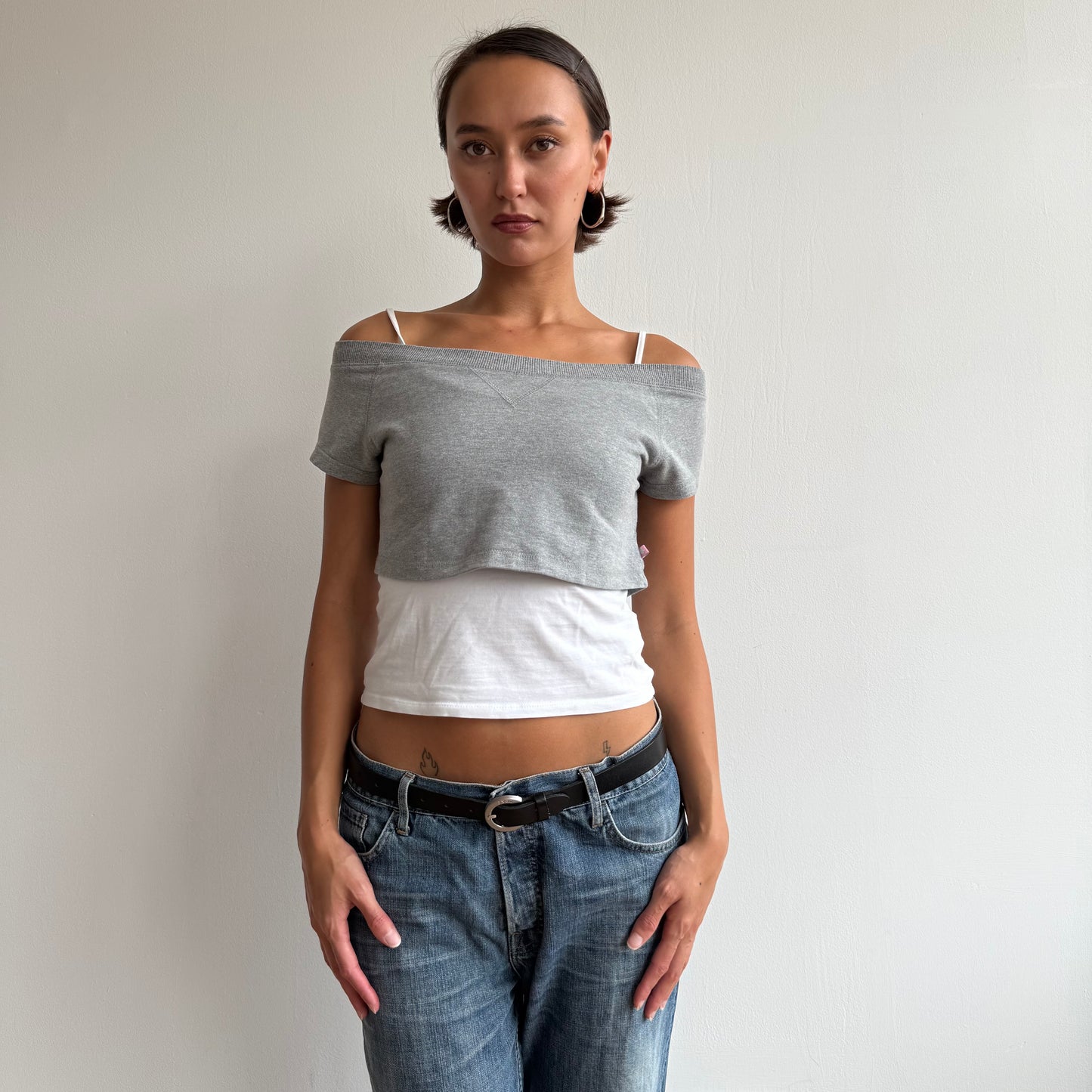 Grey cropped sweatshirt - Size S