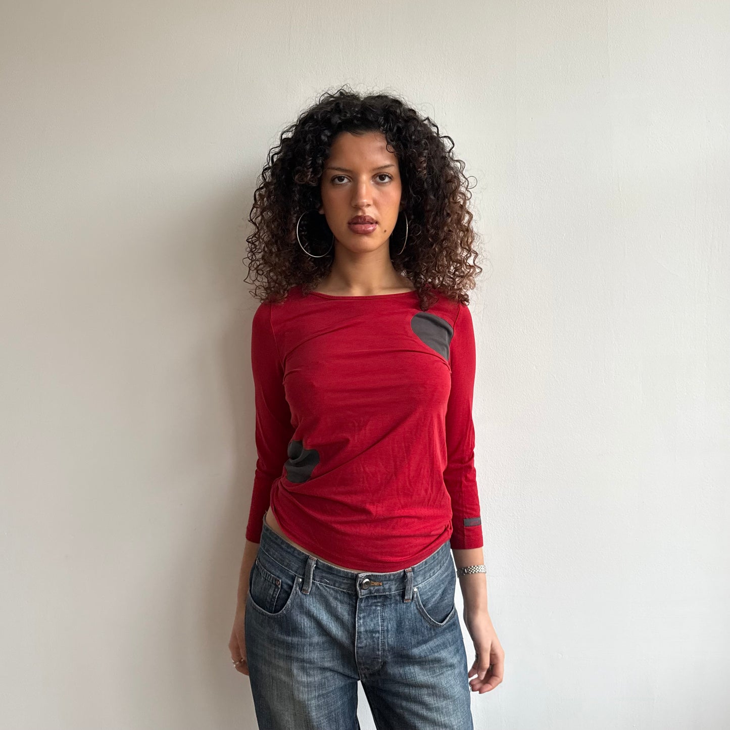 Red polka dot Cop Copine top - Size M