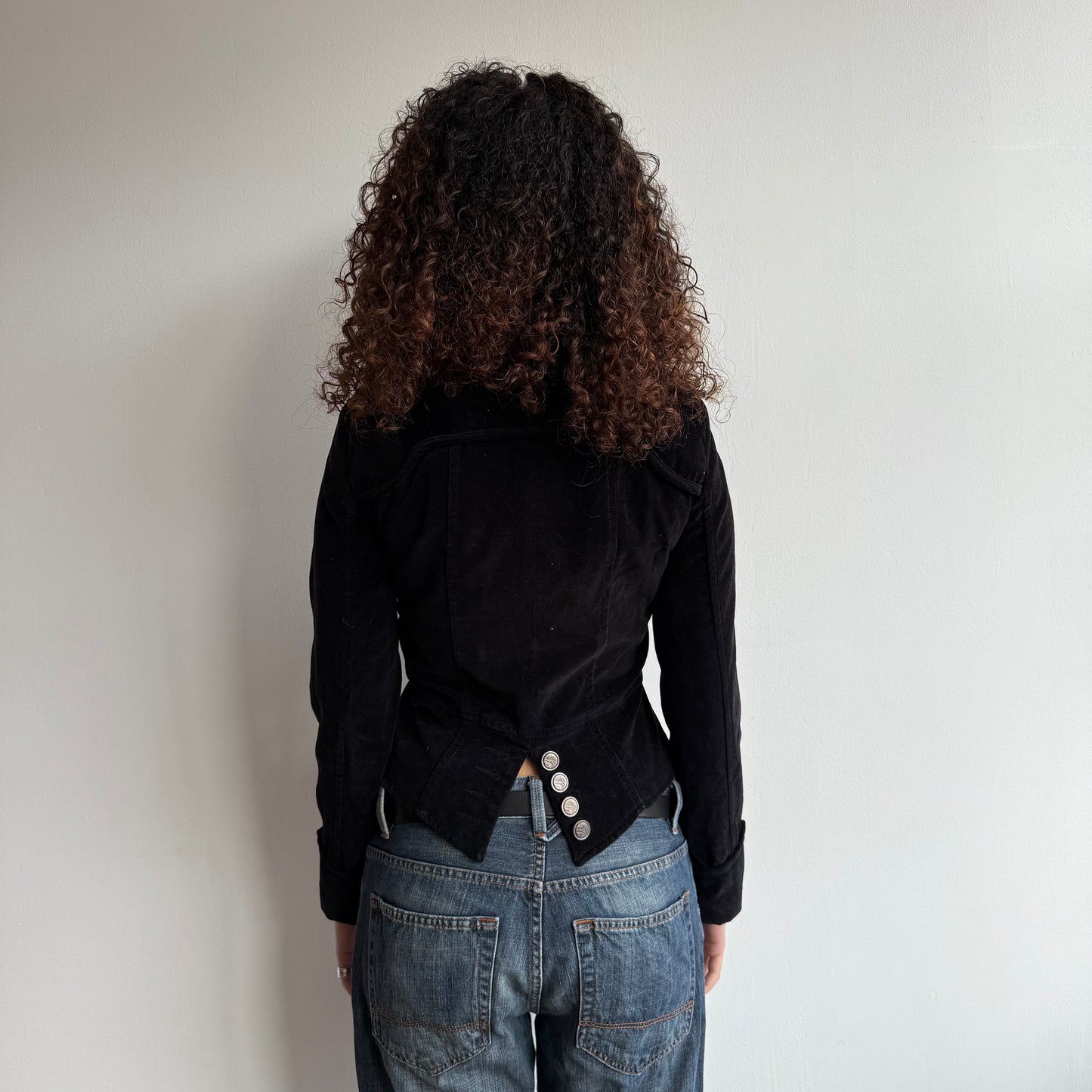 Black velvet military jacket - Size S