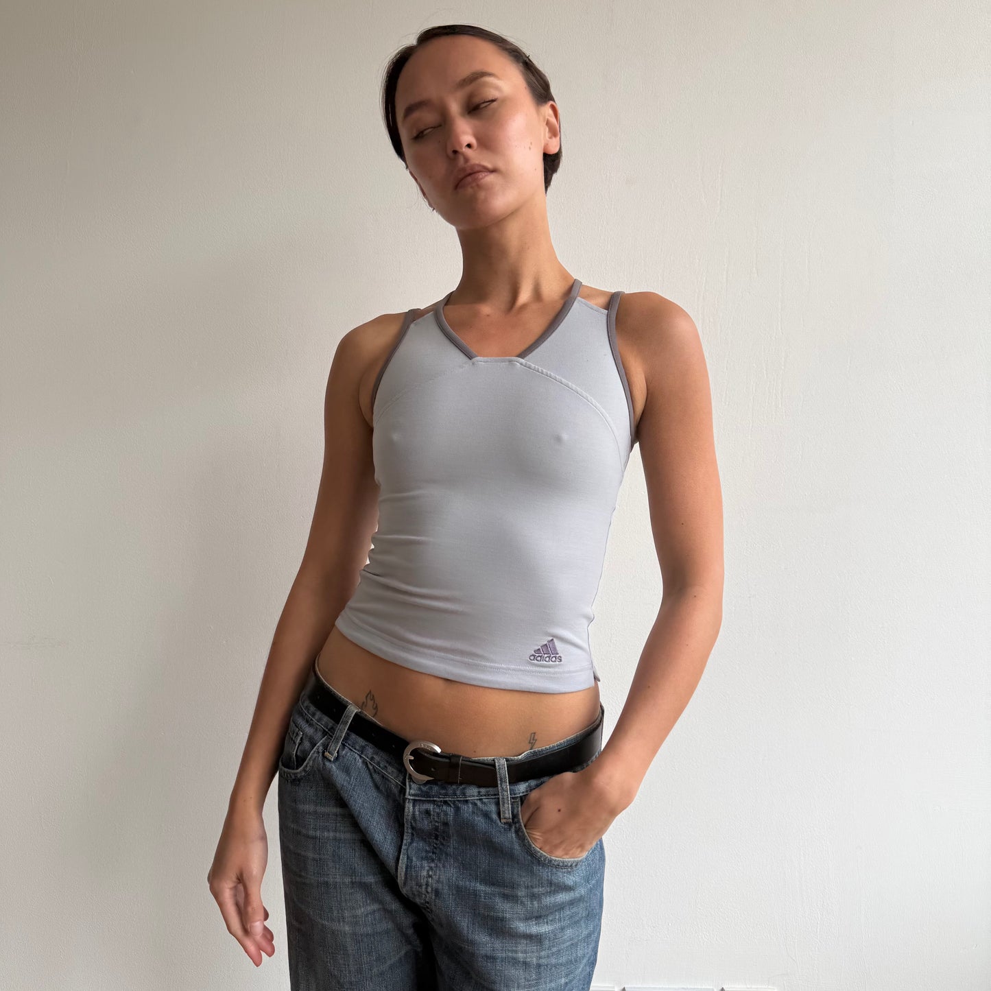 Grey Adidas racer back top - Size XS