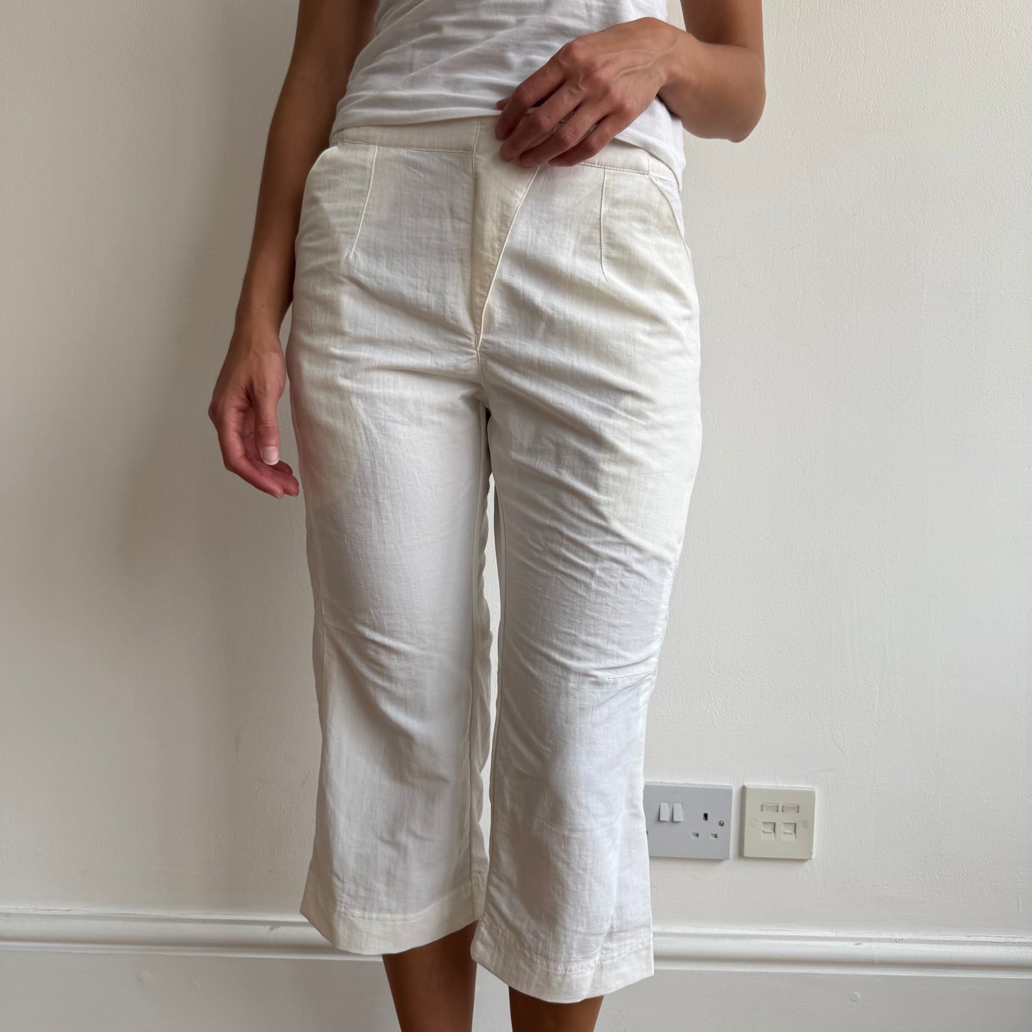Cream Adidas wrap waist capris - Size S