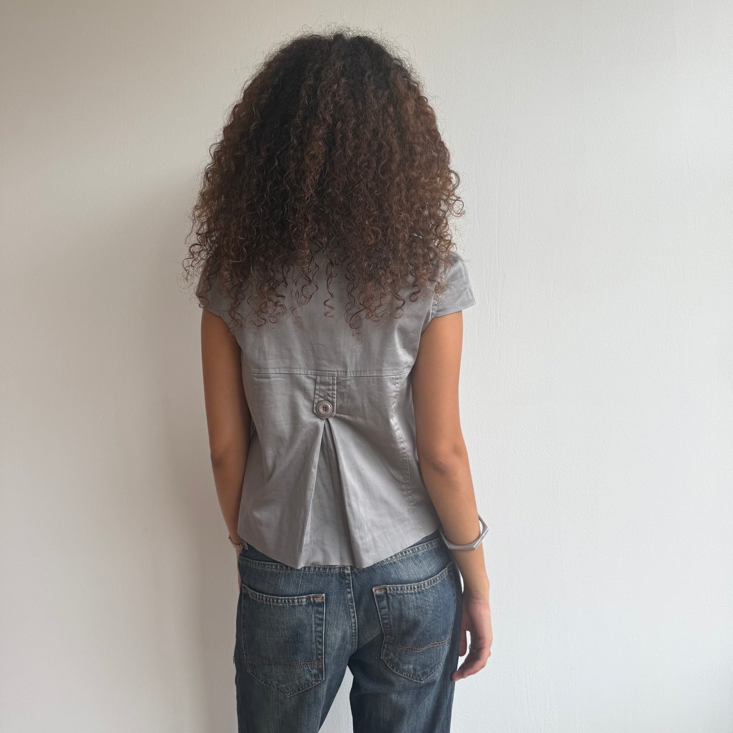 Grey short sleeve peacoat - Size M