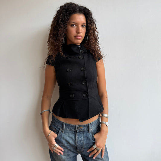 Black short sleeve peacoat - Size XS