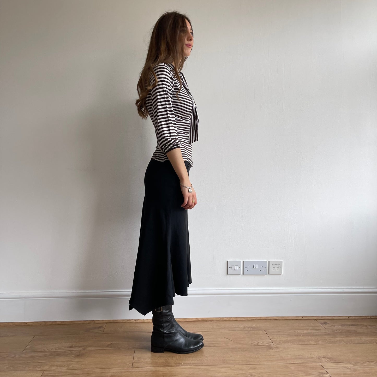 Brown stripe cut out top - Size S