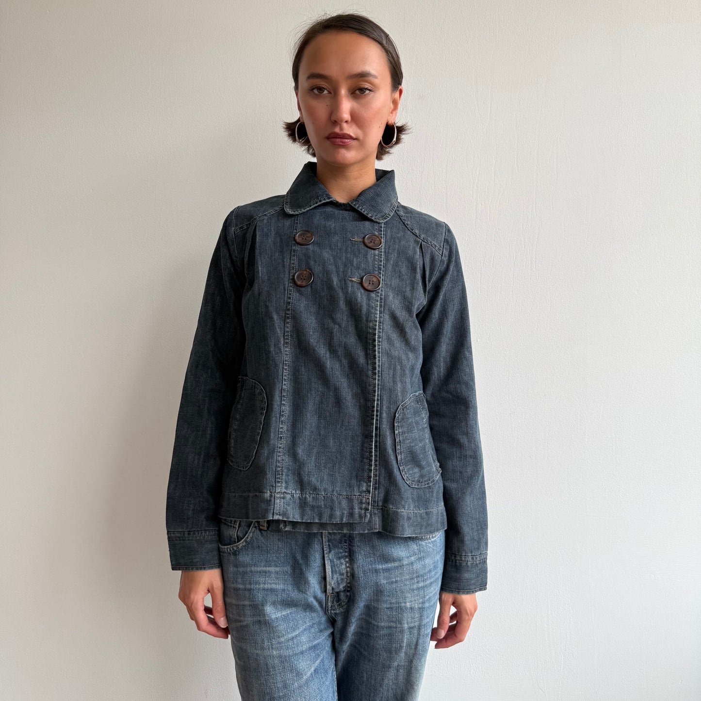 Denim long sleeve peacoat - Size M