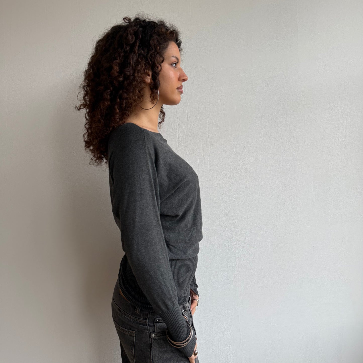 Grey slouchy knit jumper - Size S-M