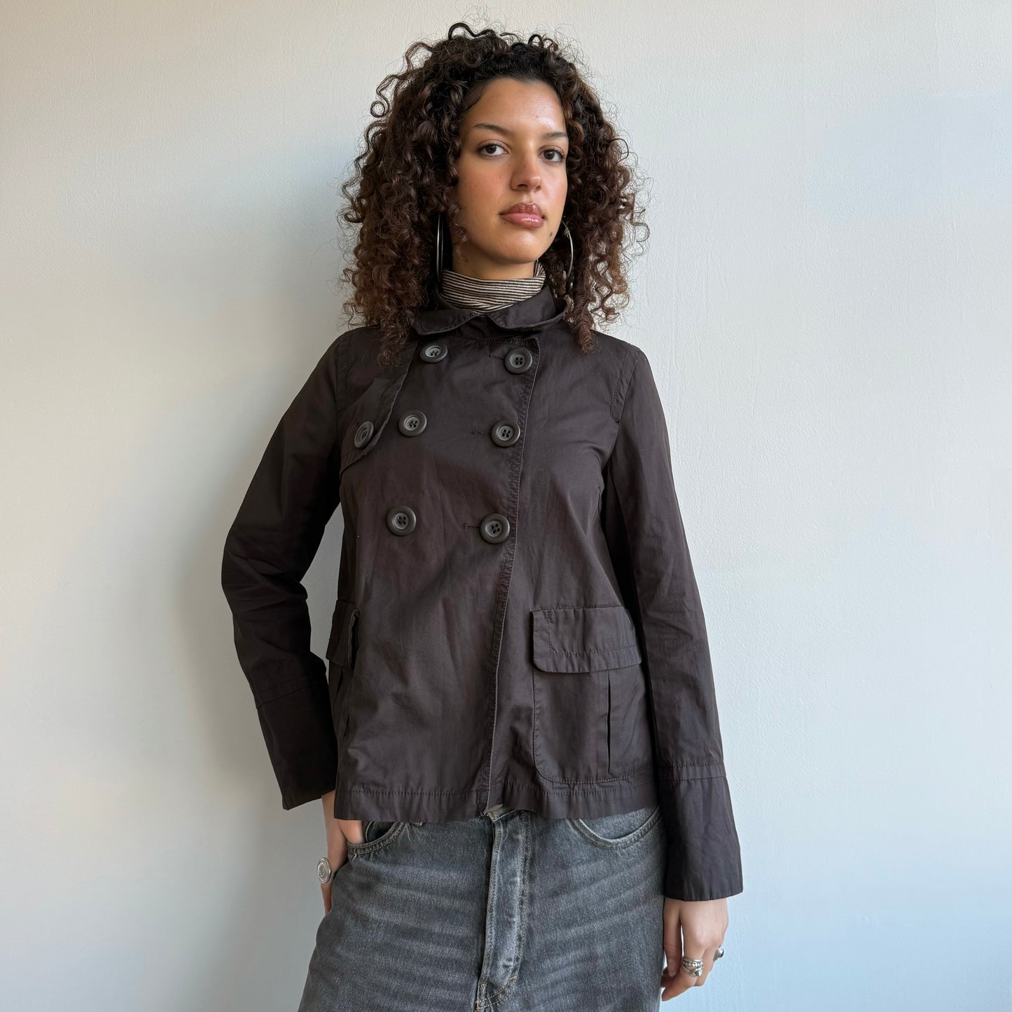 Brown peacoat moto tench - Size S