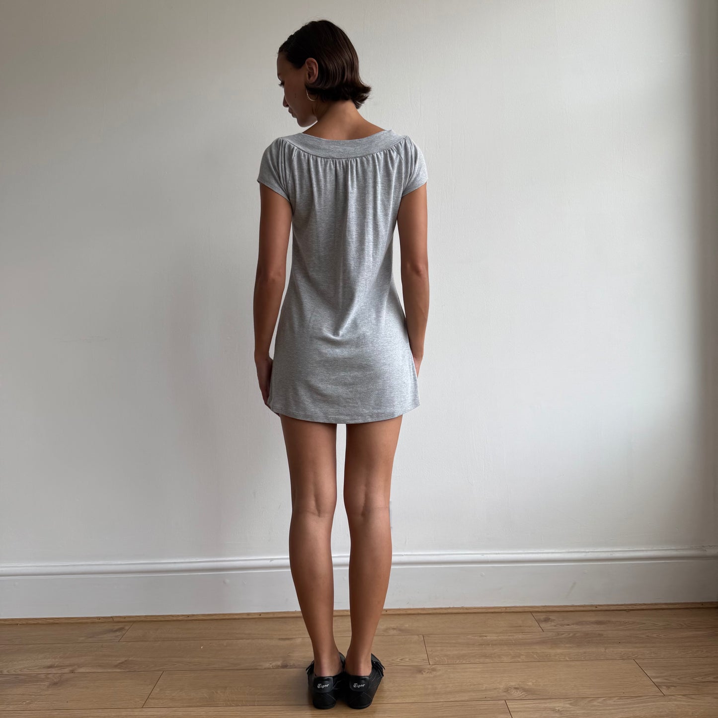 Grey pocket front mini dress - Size S