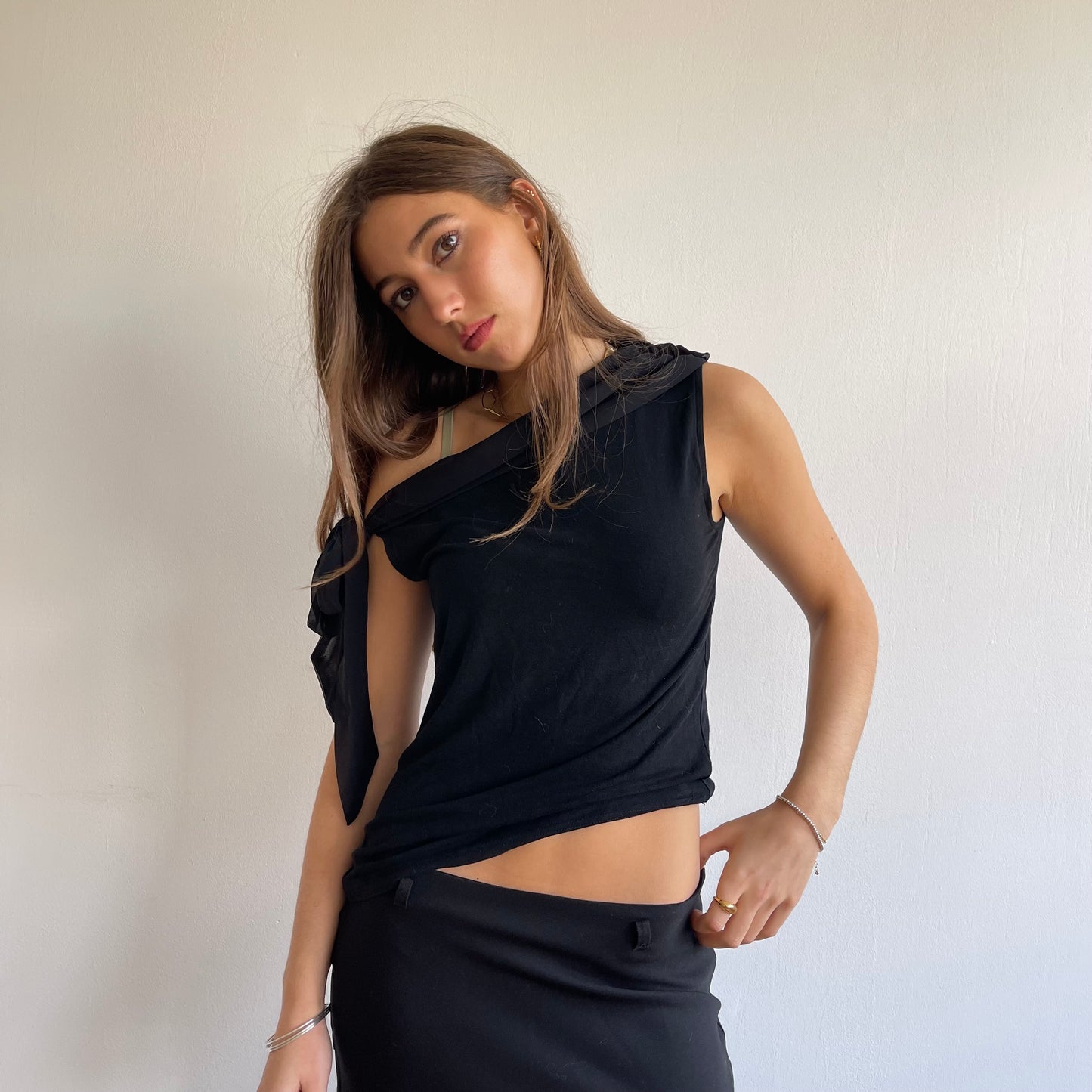 Black tie shoulder top - Size S