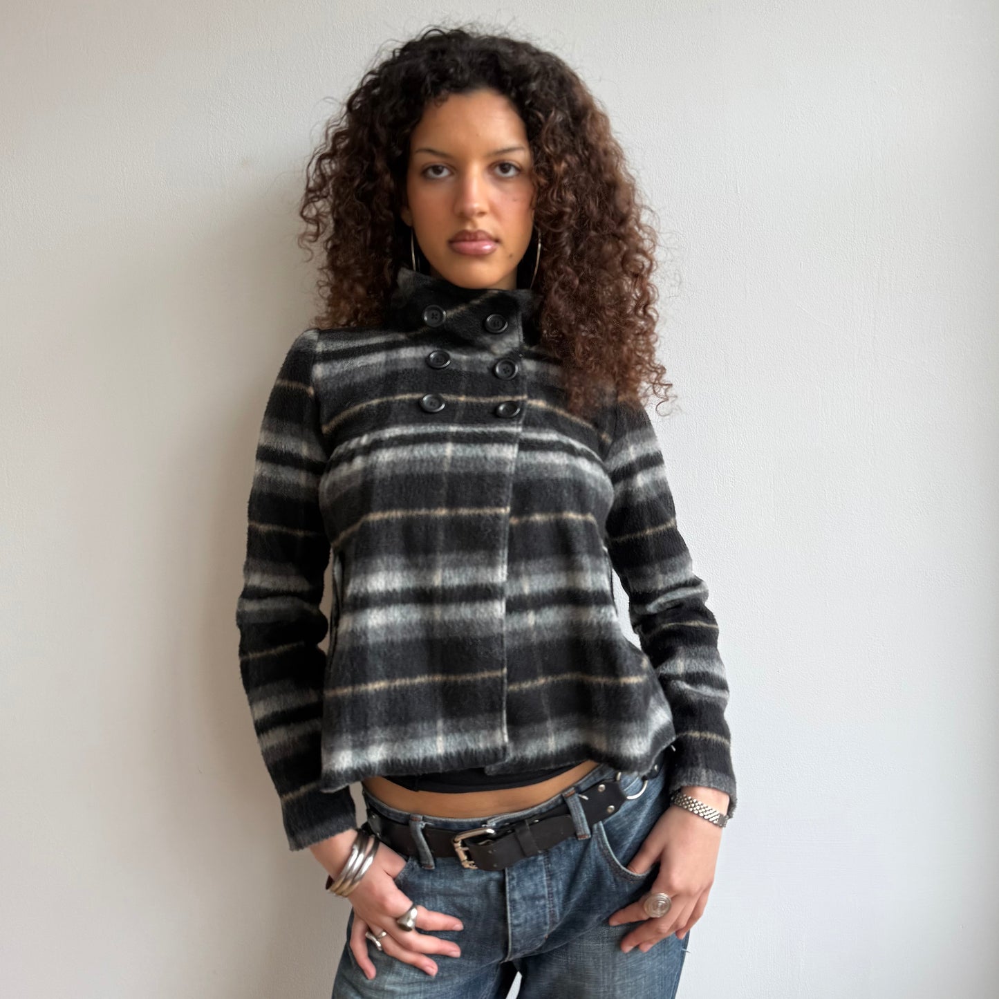 Plaid peacoat - Size S