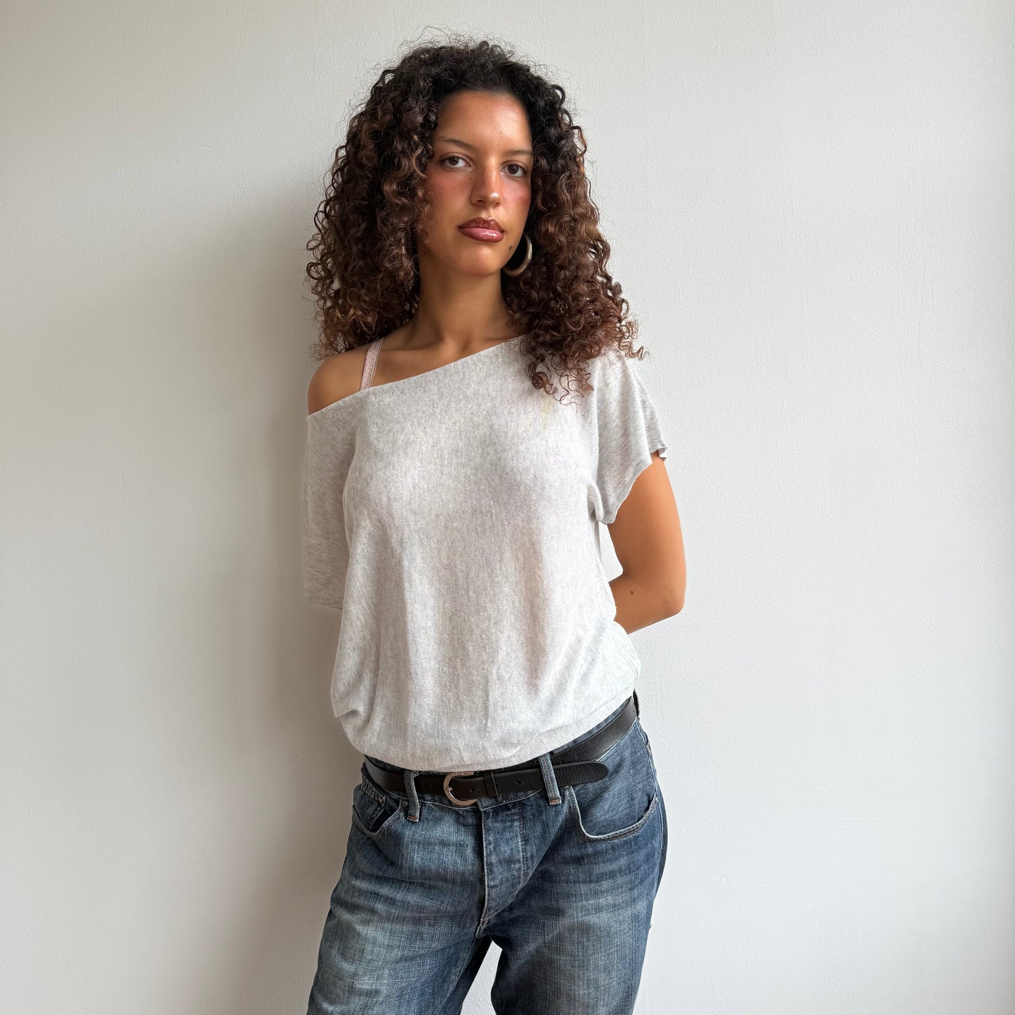 Grey short sleeve fine knit - Size M