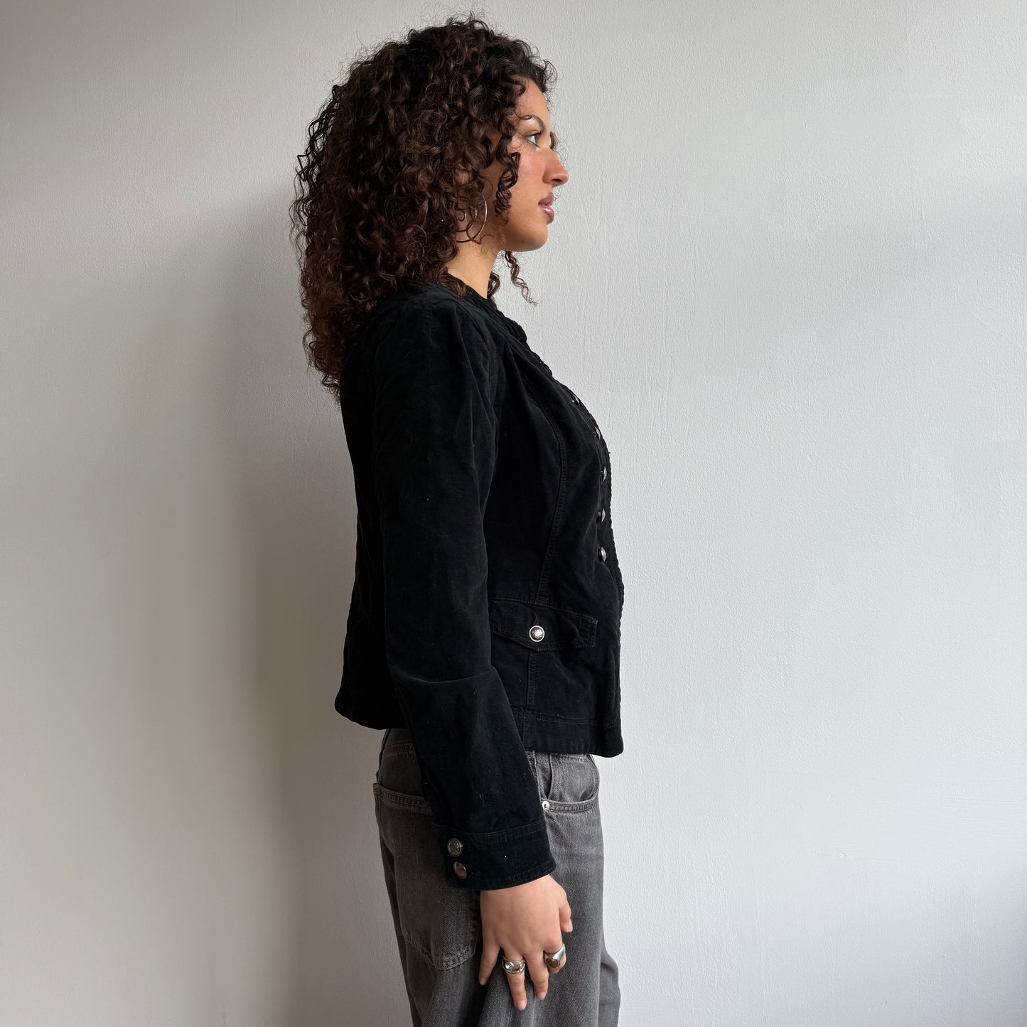 Black velvety military jacket - Size S