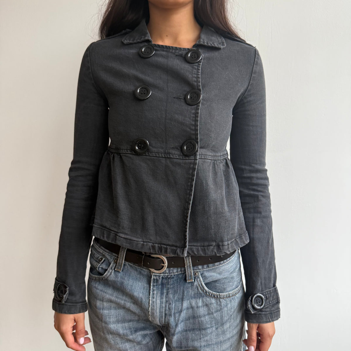 Black wash denim peacoat - Size XS