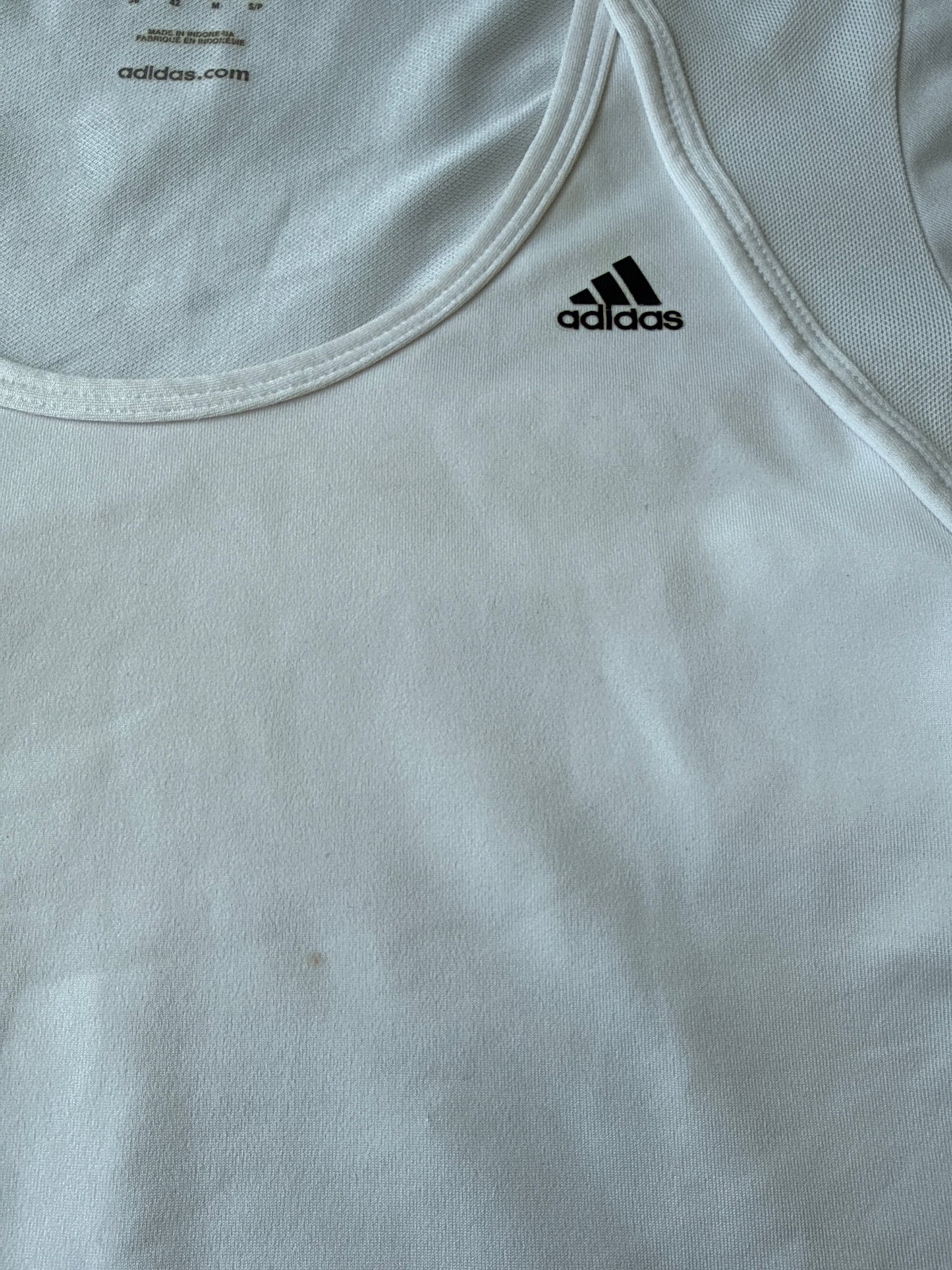 White Adidas 3-Stripe baby tee - Size S