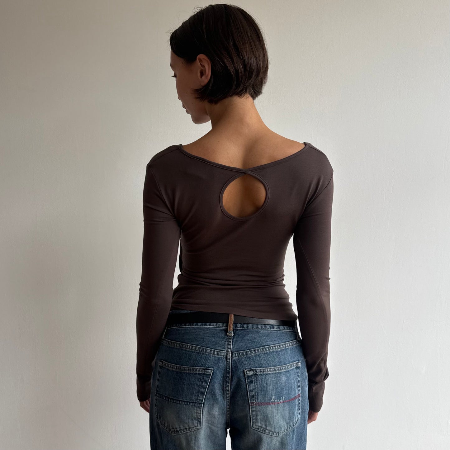 ‘The Keyhole Top’ long sleeve - Mocha