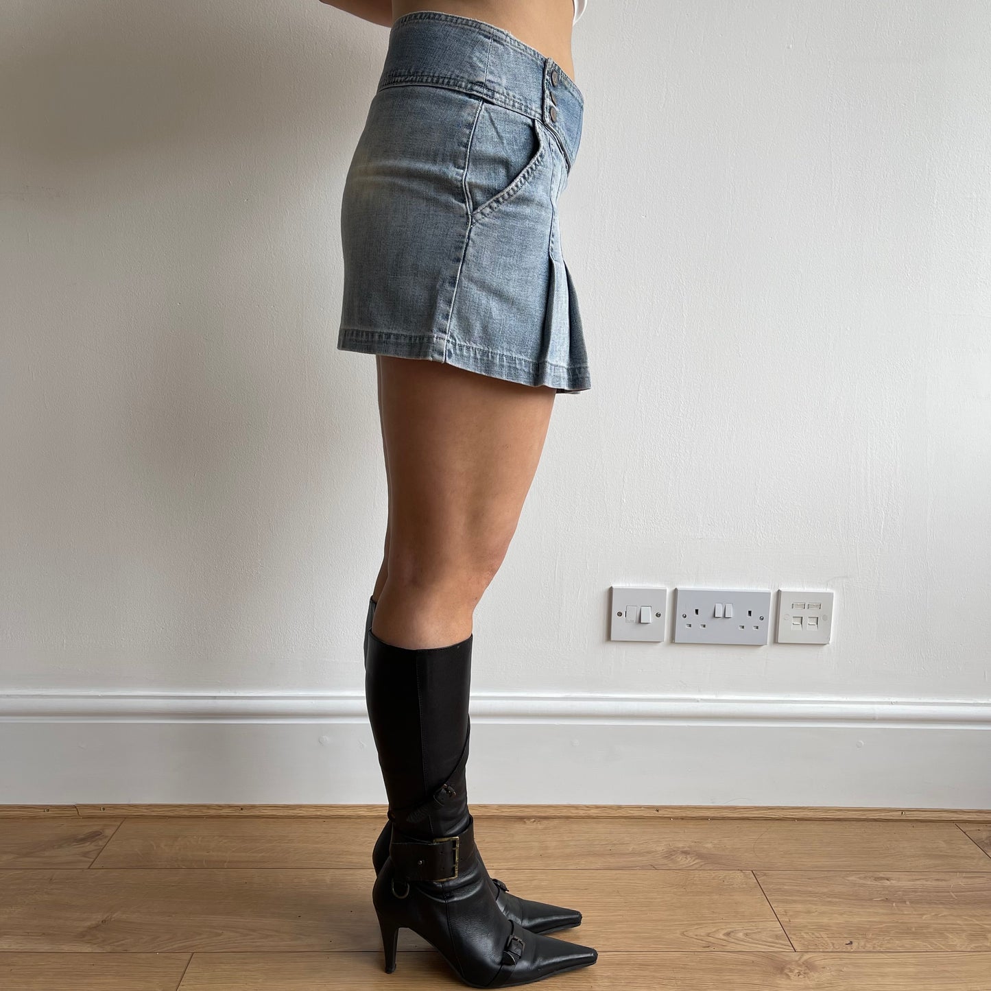Denim pleated mini skirt - Size S