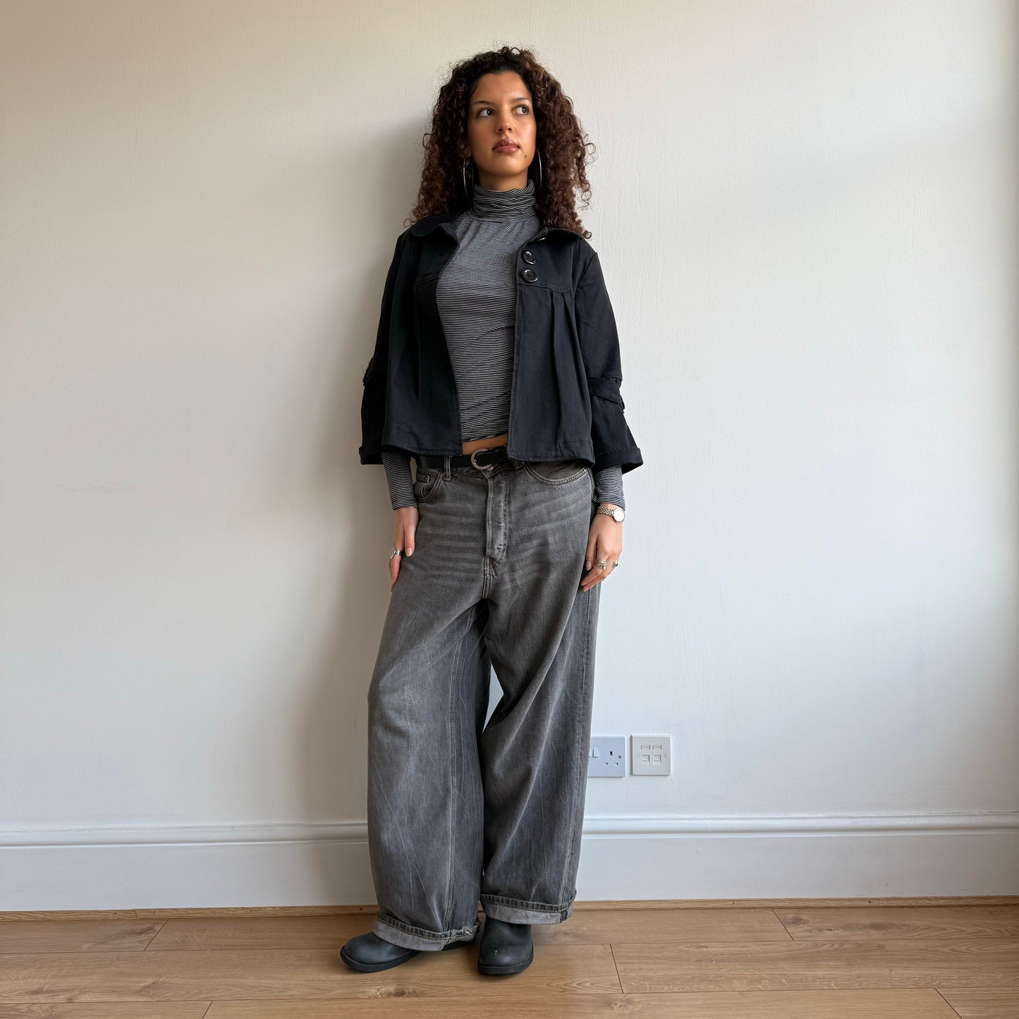 Grey stripe roll neck - Size S