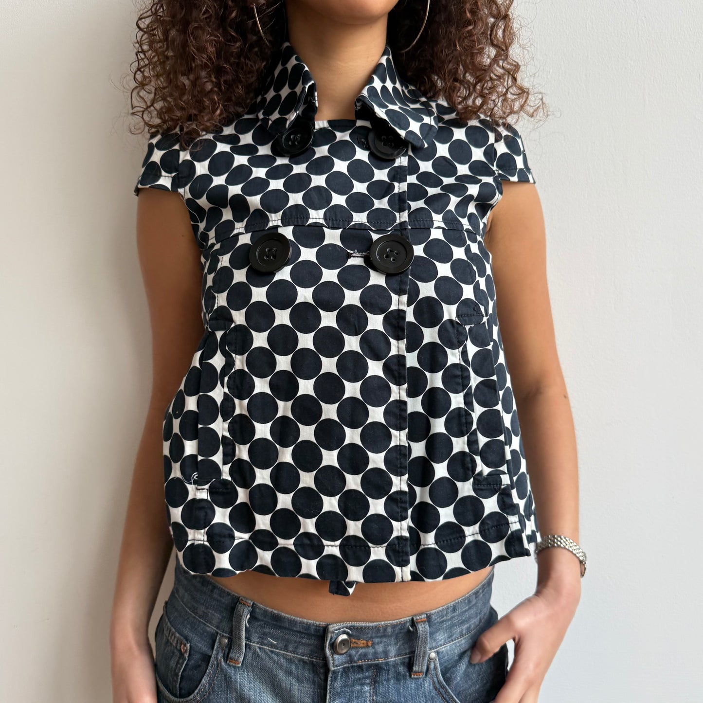 Polka dot short sleeve peacoat - Size S + S/M