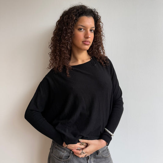 Black slouchy long knit - Size M