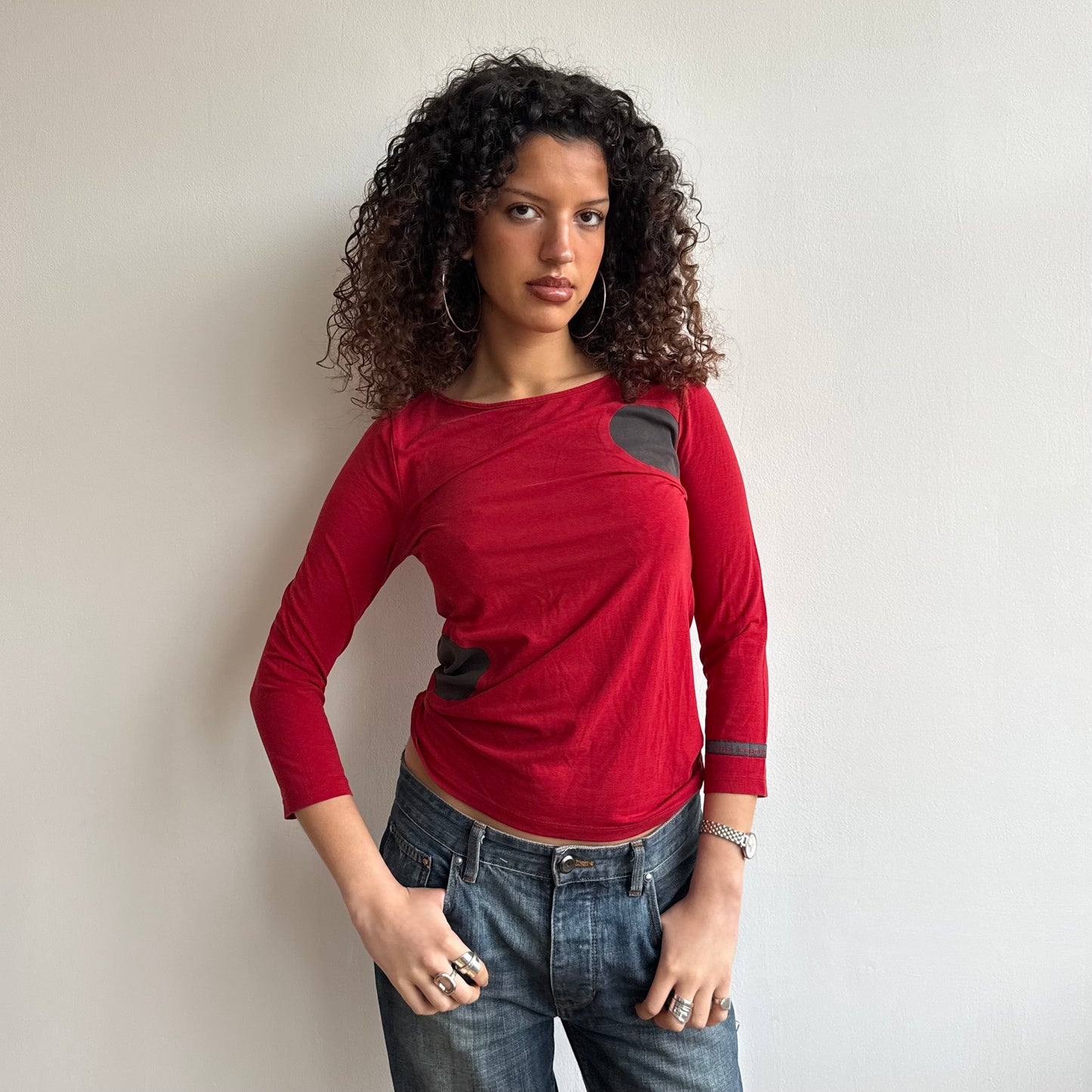 Red polka dot Cop Copine top - Size M