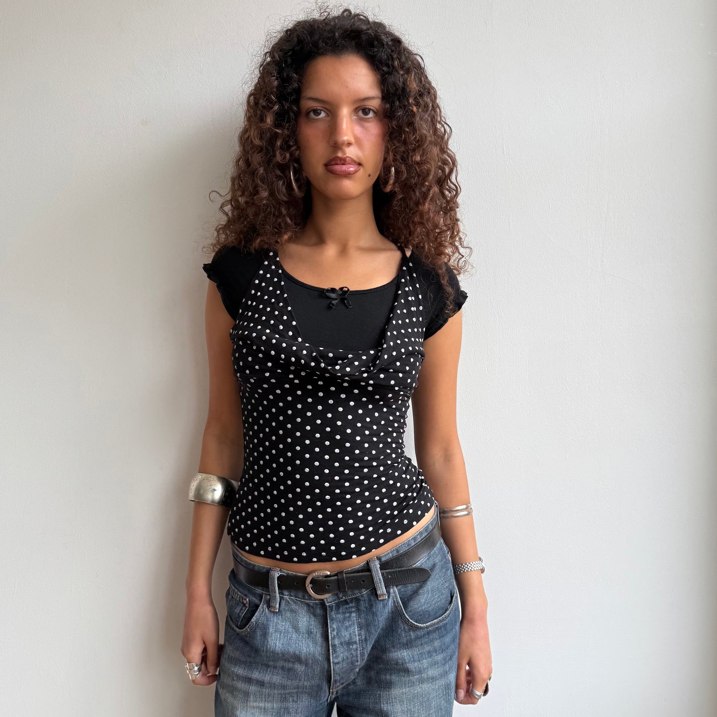 Polka dot cowl neck top - Size S