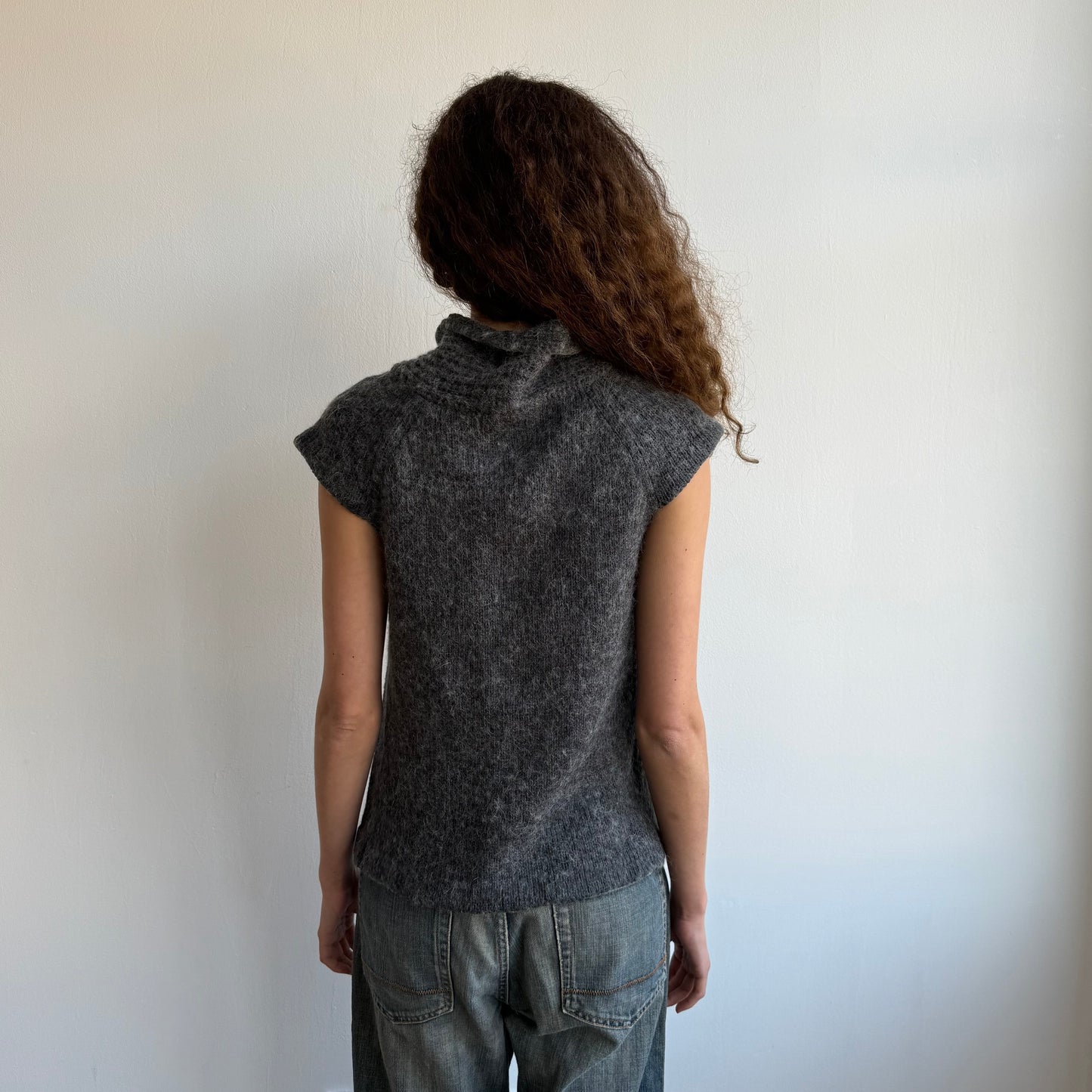 Grey button pea knit jumper - Size S + S/M