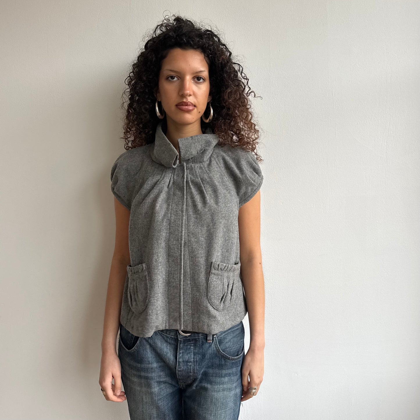 Grey short sleeve peacoat - Size M