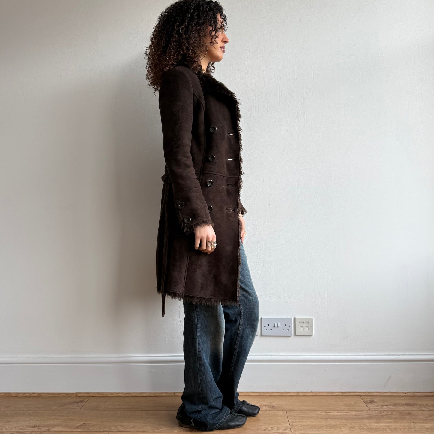 Brown faux fur afghan - Size XS