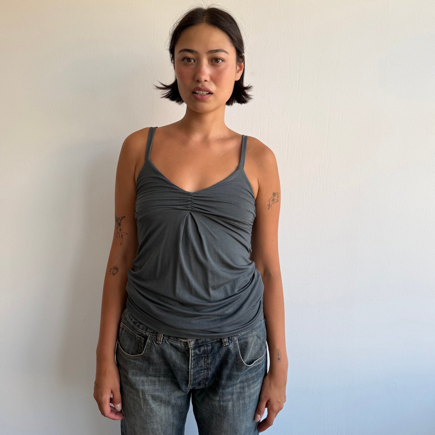 Charcoal ruched bubble top - Size S