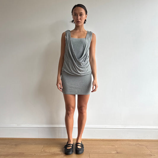Grey Morgan ruched cowl midi dress - Size S