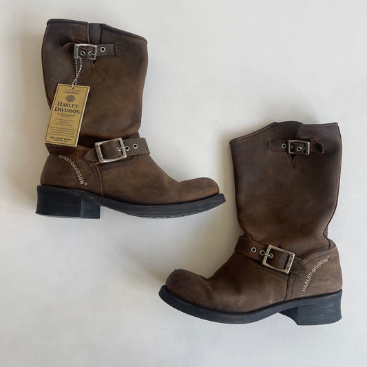 Brown Harley Davidson boots - Size UK5 (Pair 1)