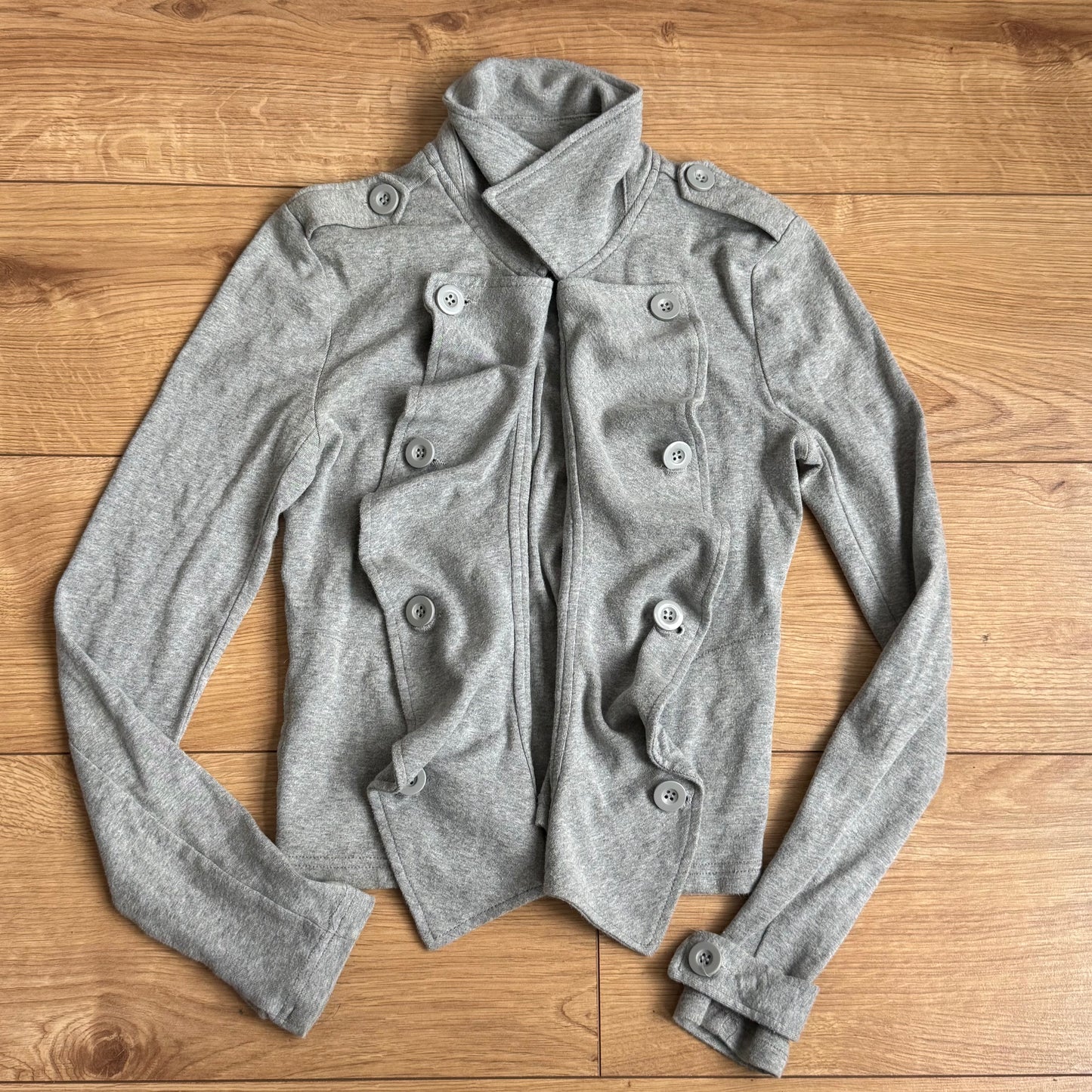 Grey ruffle peacoat jumper - Size S