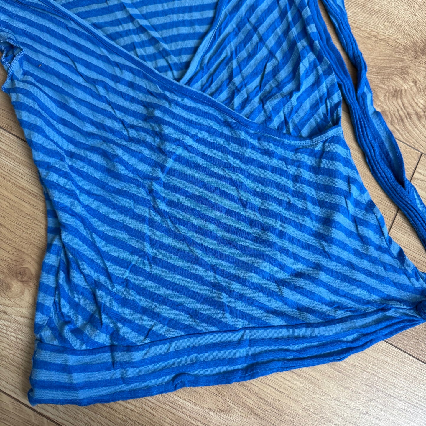 Cobalt striped ballet wrap top - Size S/M