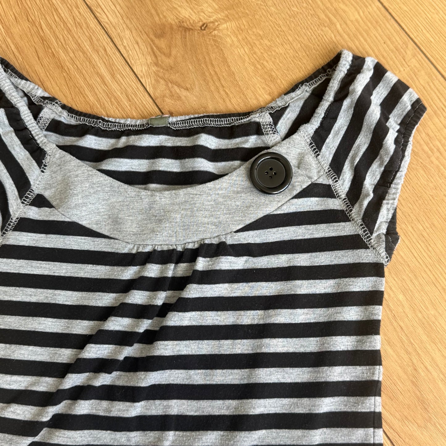 Grey stripe button top - Size S