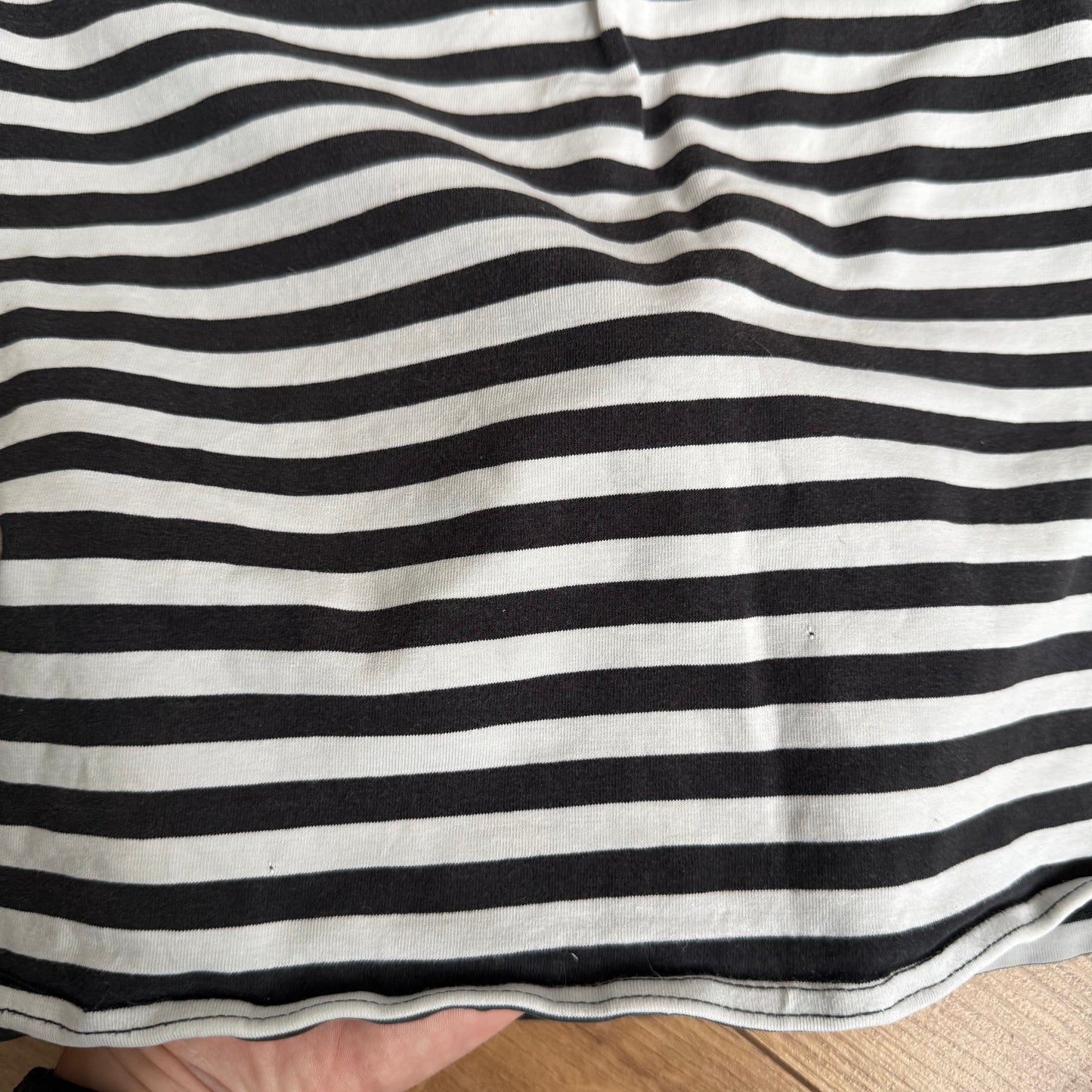 Black + white stripe button top - Size M