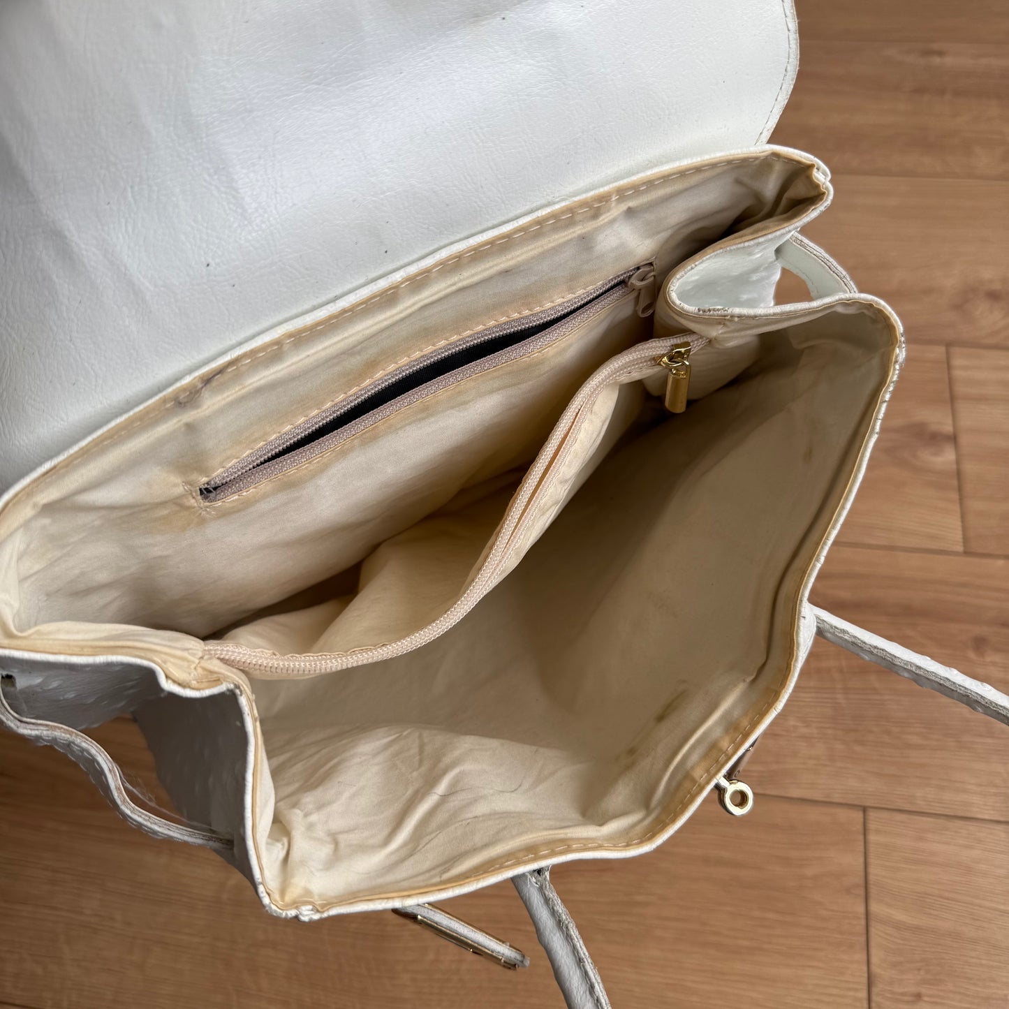 White mini leather ‘firkin’ bag - One Size