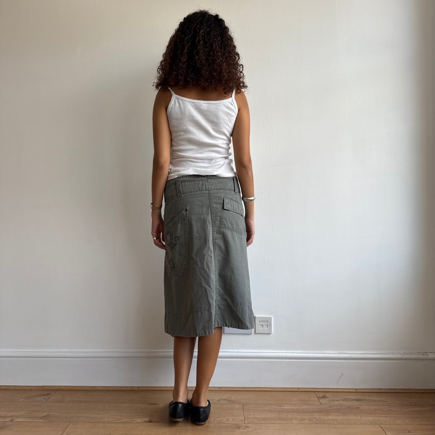Khaki wrap midi skirt - Size S