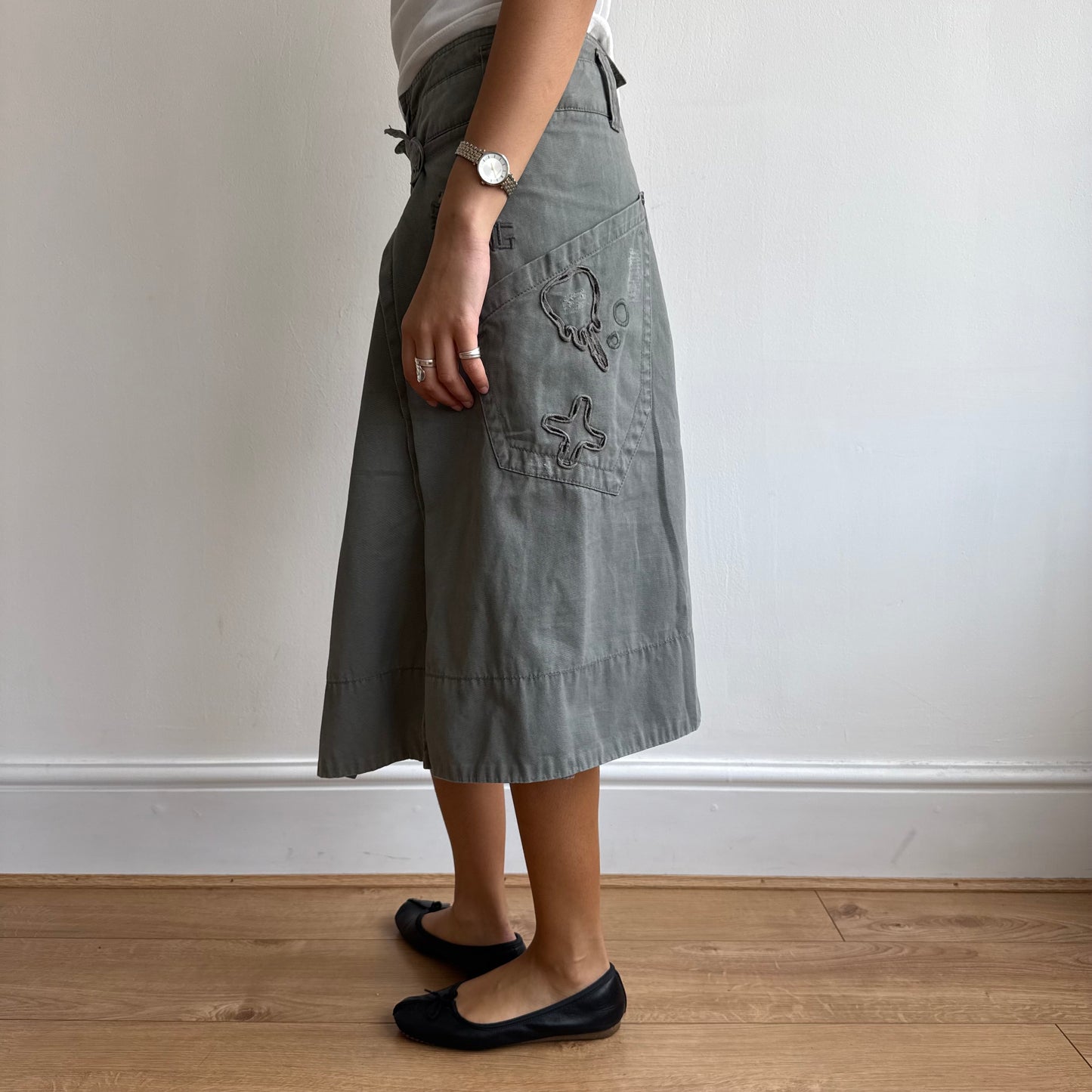 Khaki wrap midi skirt - Size S
