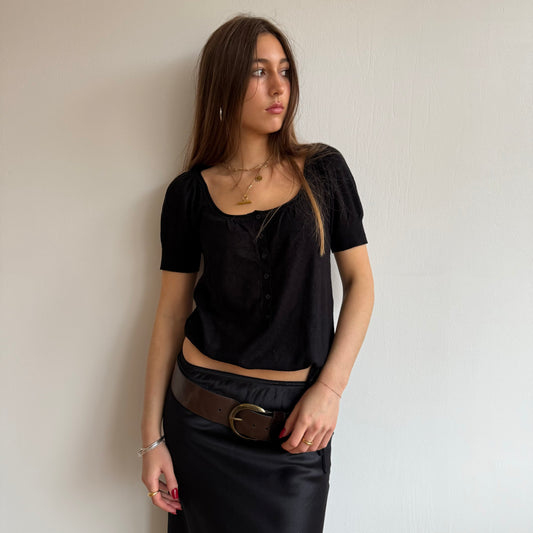 Black tie waist knit - Size M