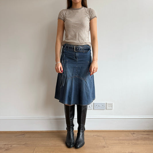 Denim belt midi skirt - Size S
