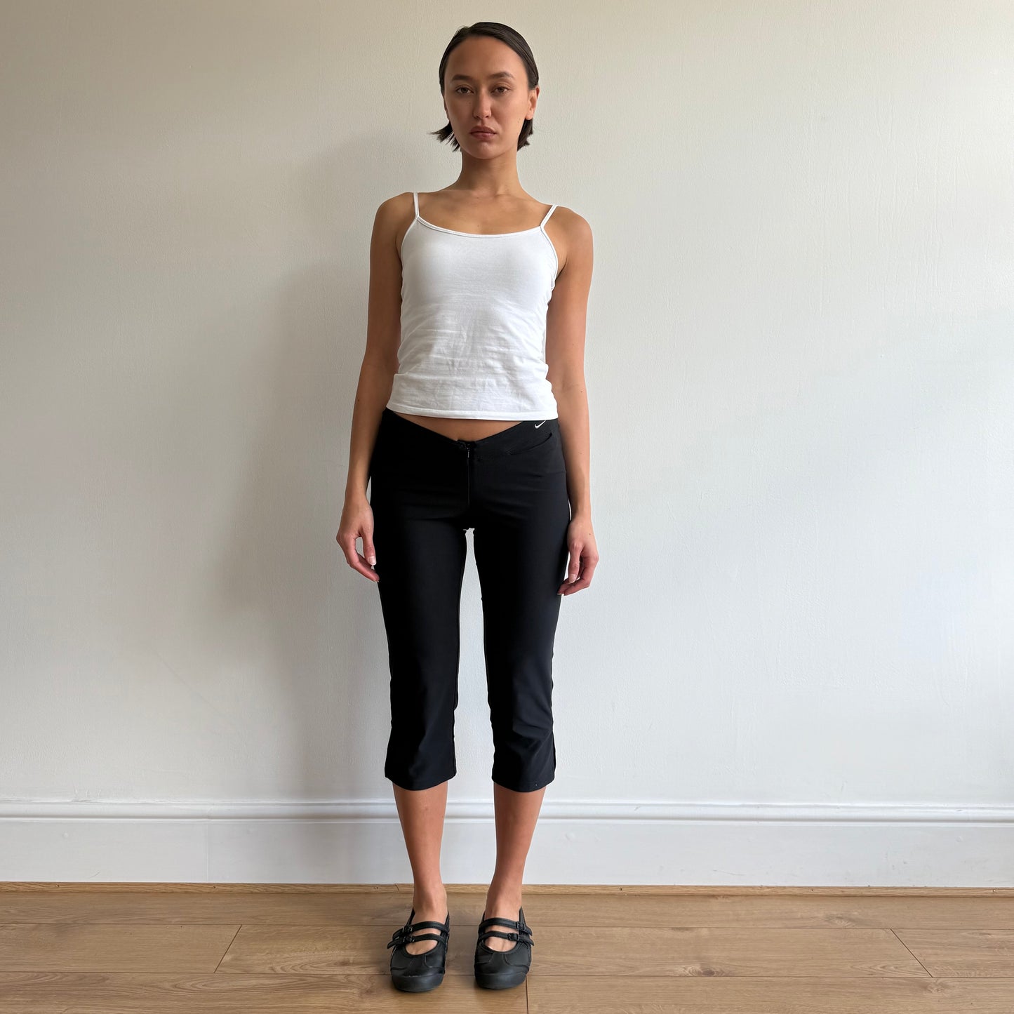 Black Nike zip front capris - Size S