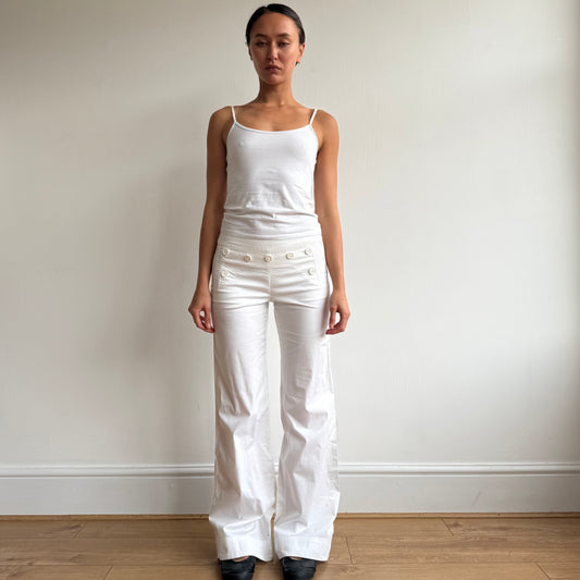 White button sailor corset trousers - Size S
