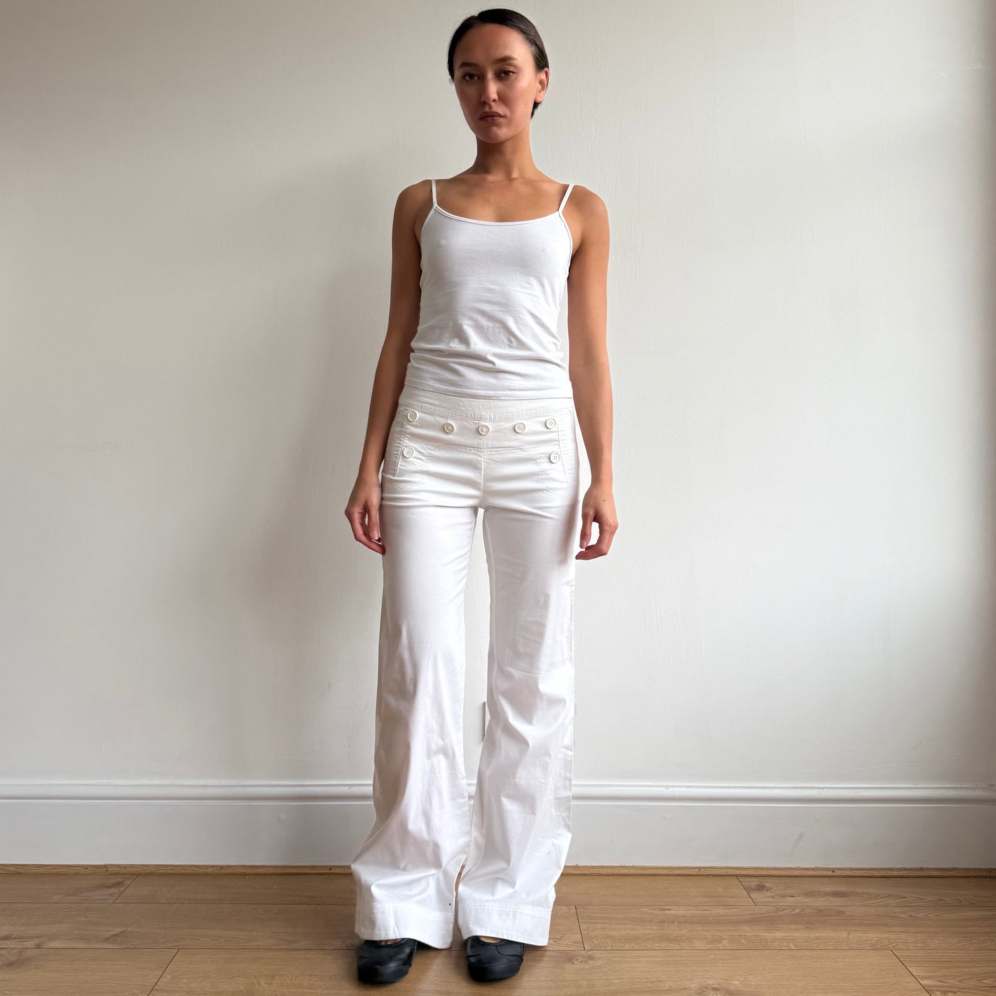 White button sailor corset trousers - Size S