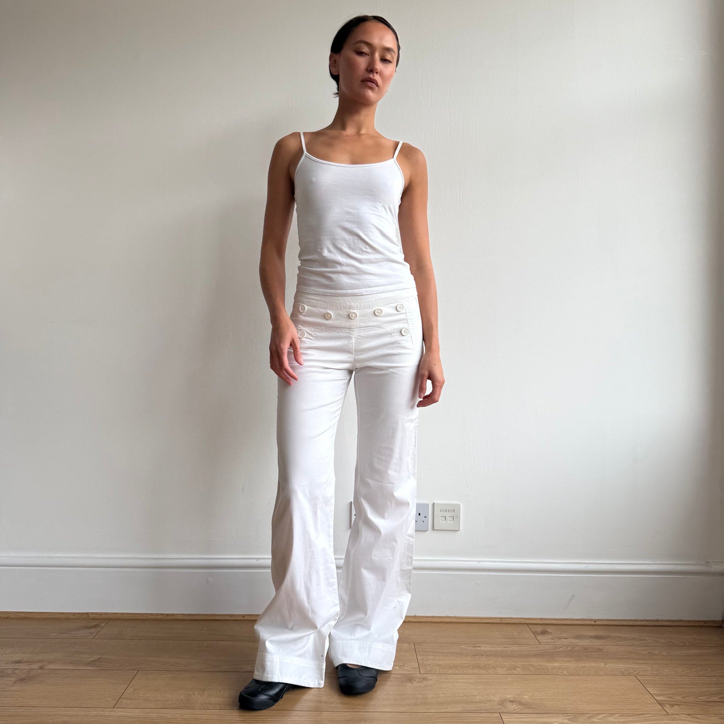 White button sailor corset trousers - Size S