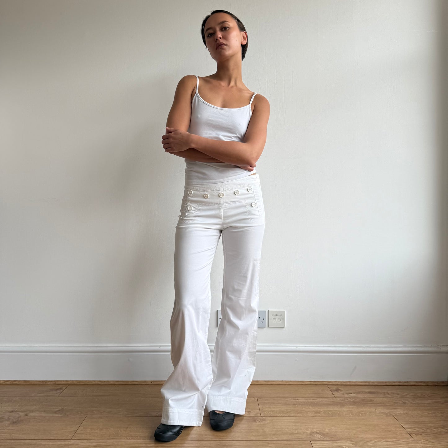 White button sailor corset trousers - Size S