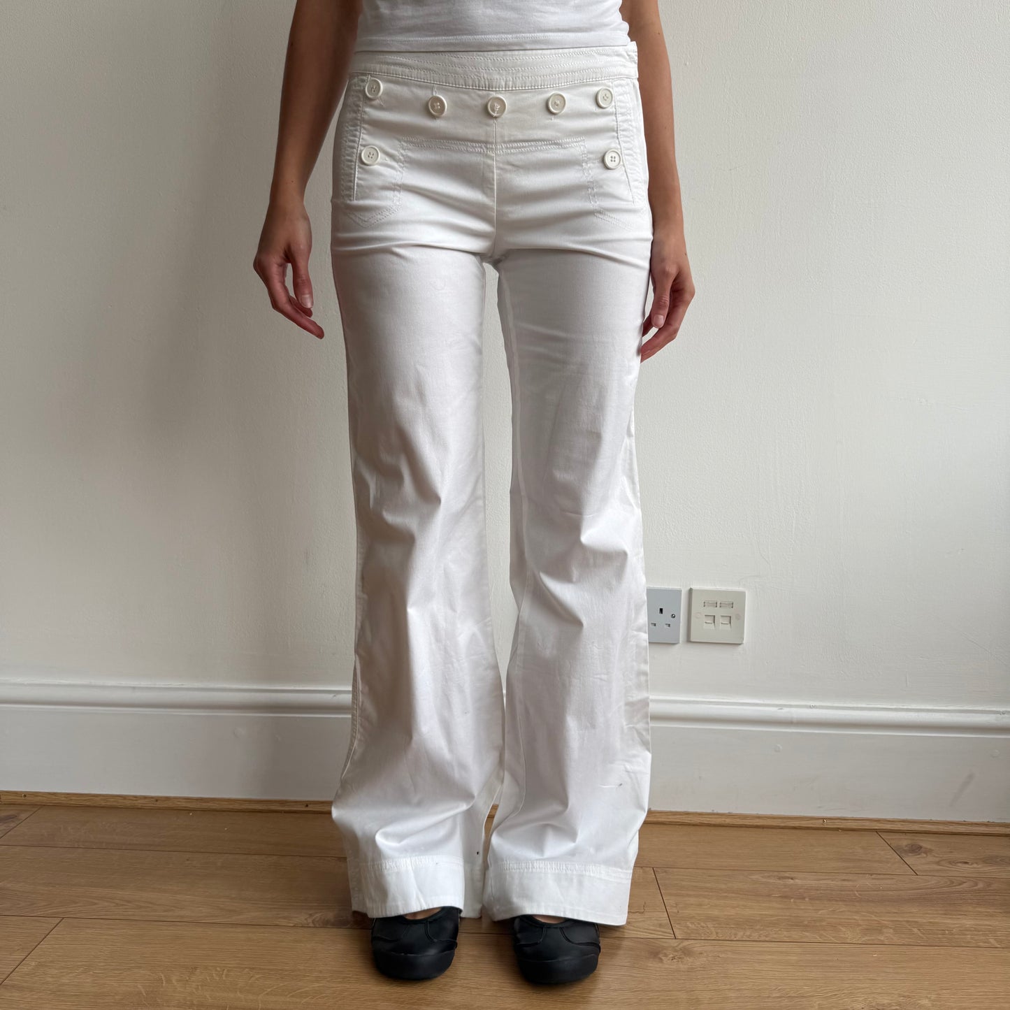 White button sailor corset trousers - Size S